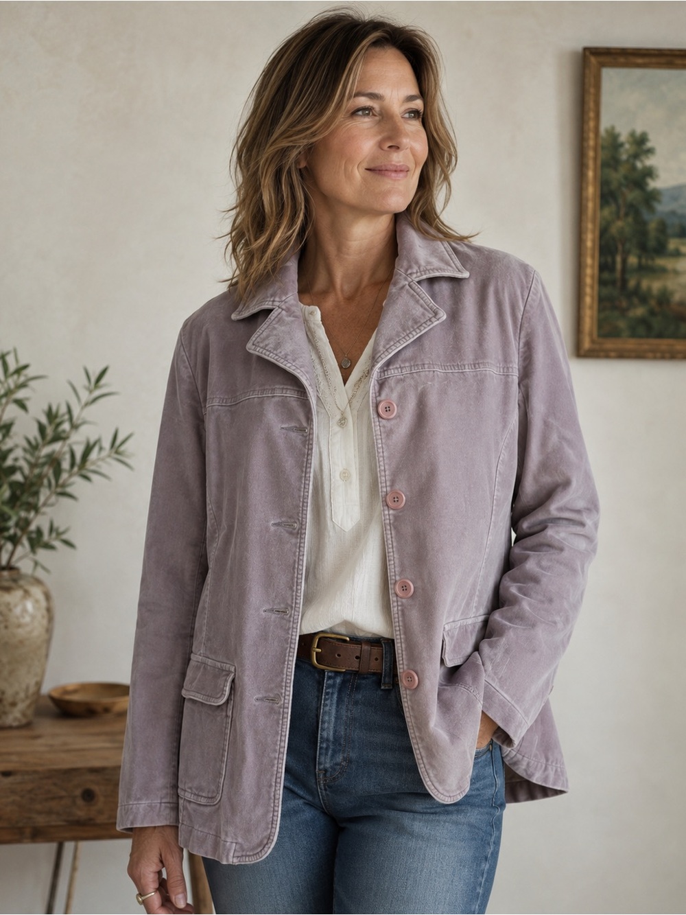 Eddie Bauer Lilac Cotton Velvet Blazer Jacket L Preppy Quite Luxury Minimalist